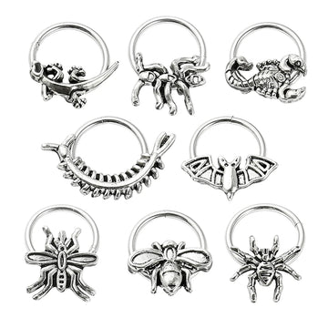 DAIIIBABYYY  -  Fashion Punk Stainless Steel Nose Ring Silver Color Gothic Insect Nose Rings For Women Men Body Cartilage Piercing Jewelry
